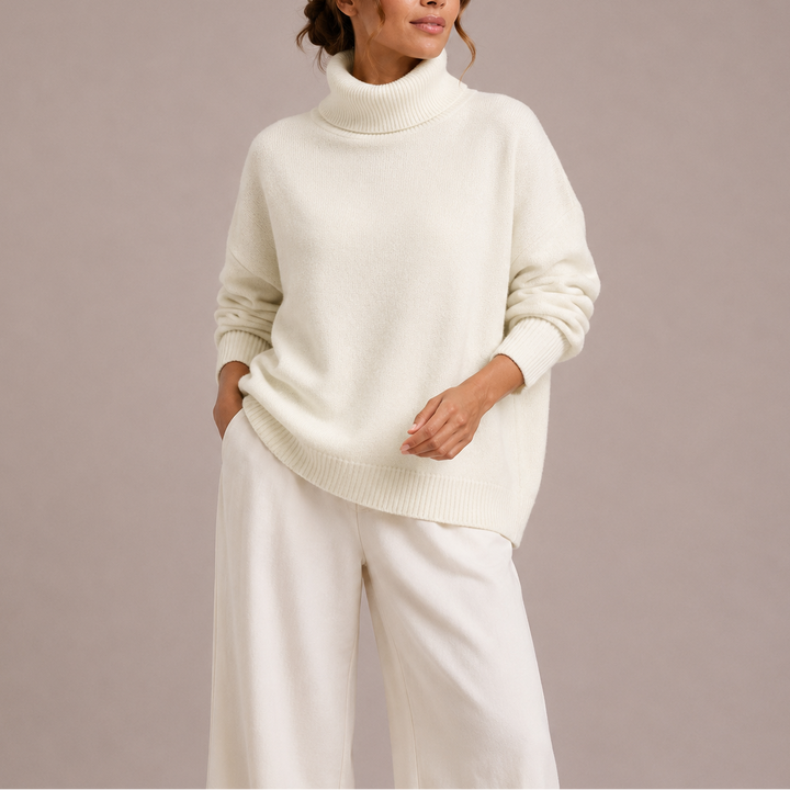Women’s Oversized Turtleneck Sweater – Relaxed Knit Sweater