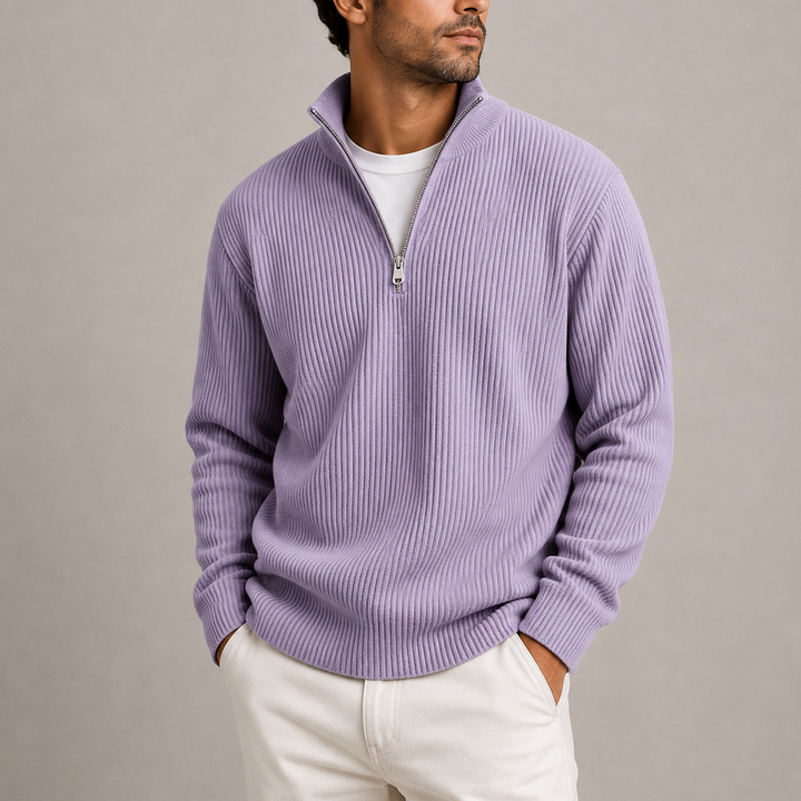 Men’s Ribbed Quarter-Zip Sweater | Smart Casual Knit Sweater