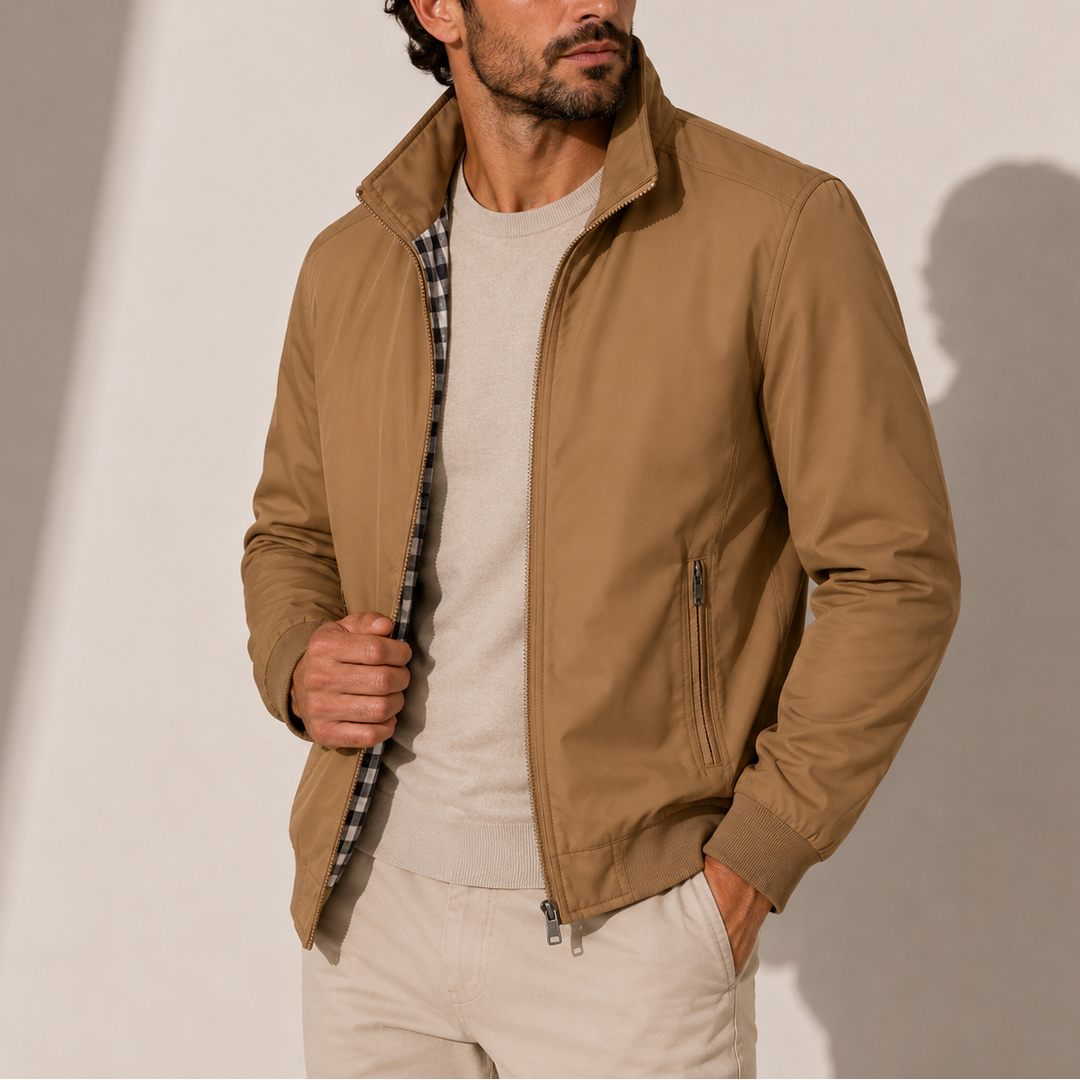 Men’s Bomber Jacket – Stand Collar Lightweight Casual Zip-Up
