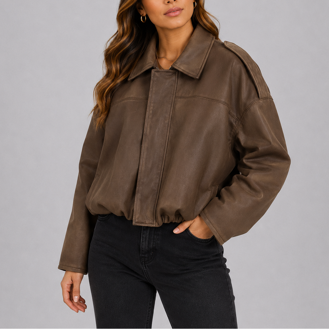 Women's Oversized Suede Bomber Jacket