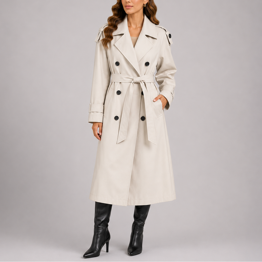 Women's Tailored Trench Coat with Waist Belt