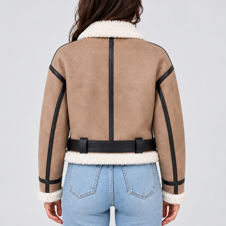 Women’s Cropped Aviator Jacket with Teddy Lining