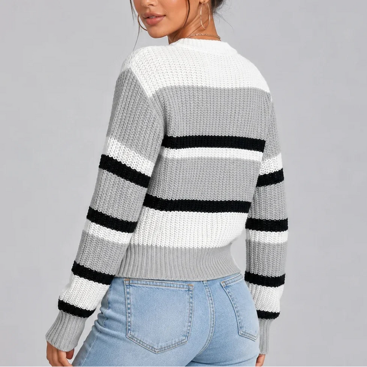 Women’s Striped Crew Neck Knitted Sweater
