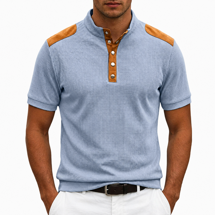 CONTRAST PANEL HENLEY SHIRT FOR MEN