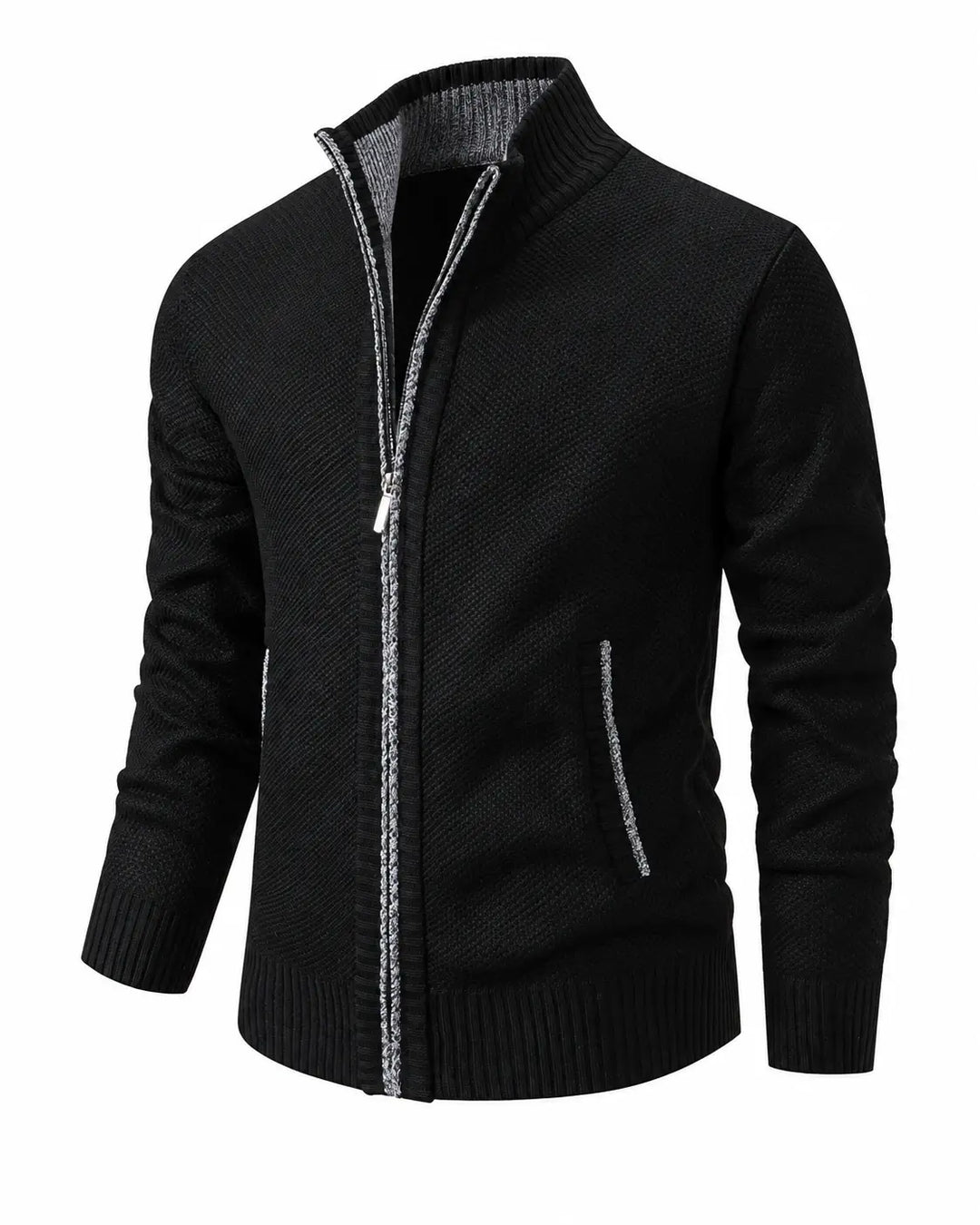 TEXTURED KNIT ZIP JACKET FOR MEN
