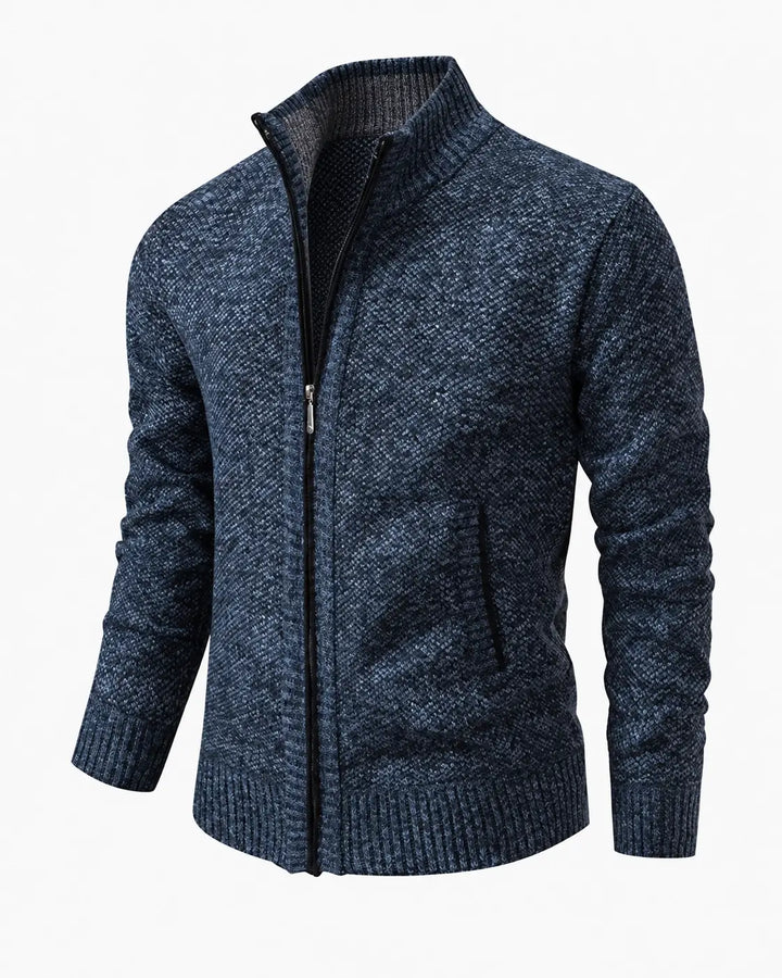 TEXTURED KNIT ZIP JACKET FOR MEN