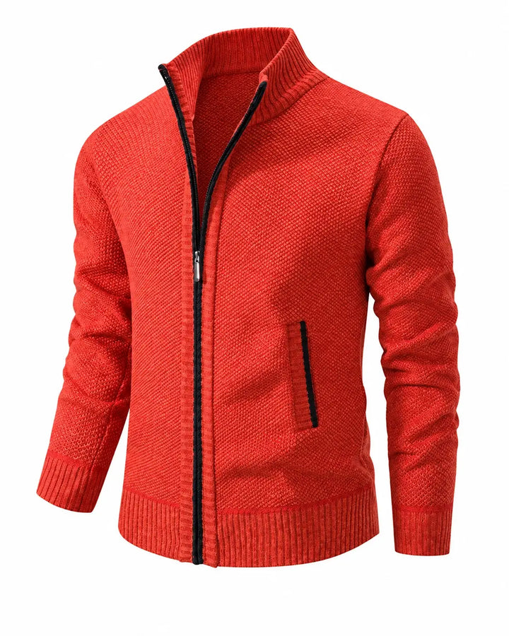 TEXTURED KNIT ZIP JACKET FOR MEN