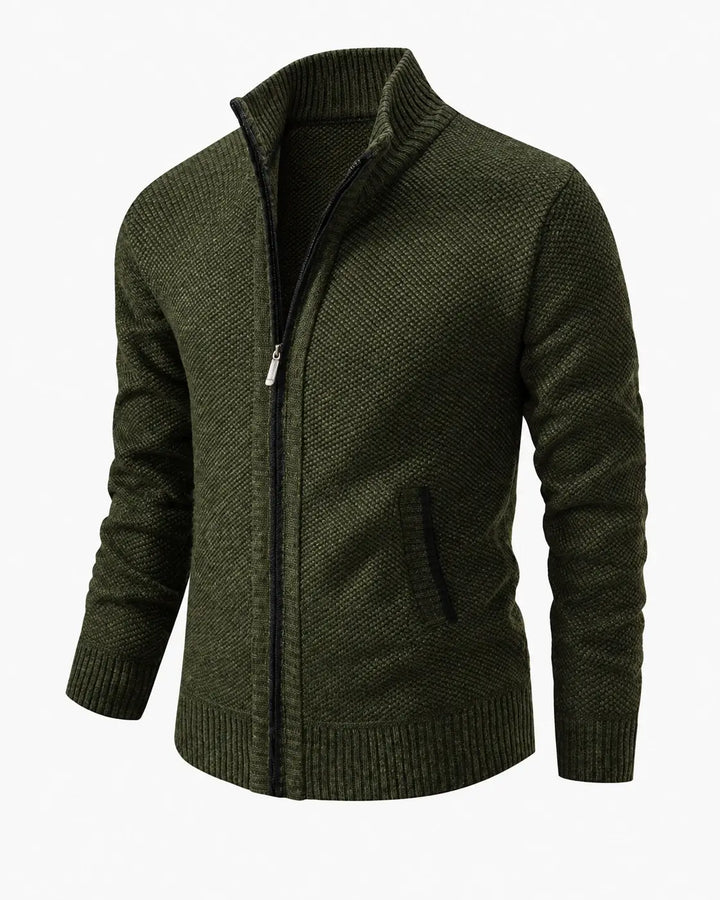 TEXTURED KNIT ZIP JACKET FOR MEN
