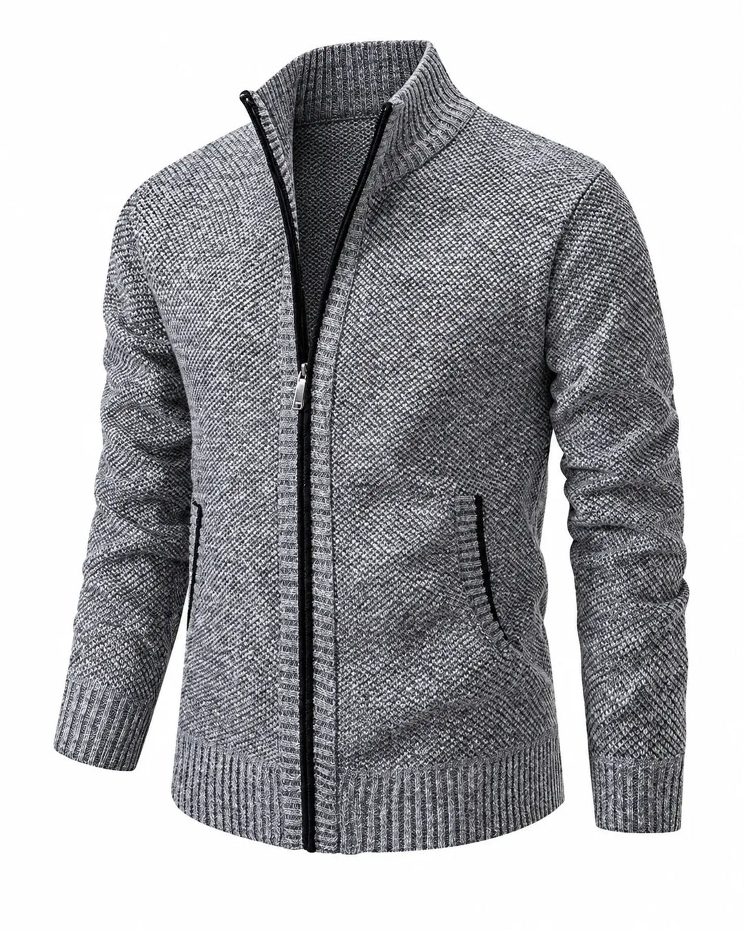 TEXTURED KNIT ZIP JACKET FOR MEN