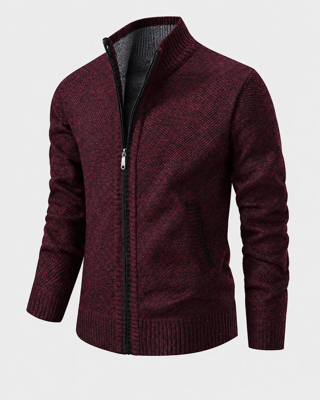 TEXTURED KNIT ZIP JACKET FOR MEN