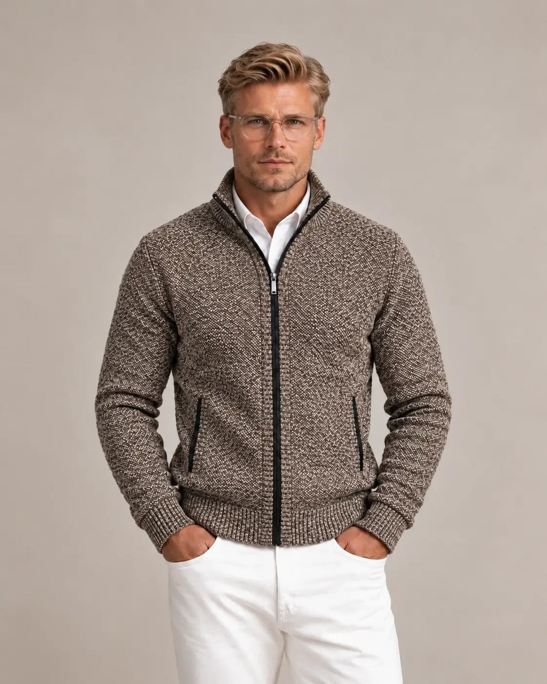 Men's Knit Zip Collar Sweater