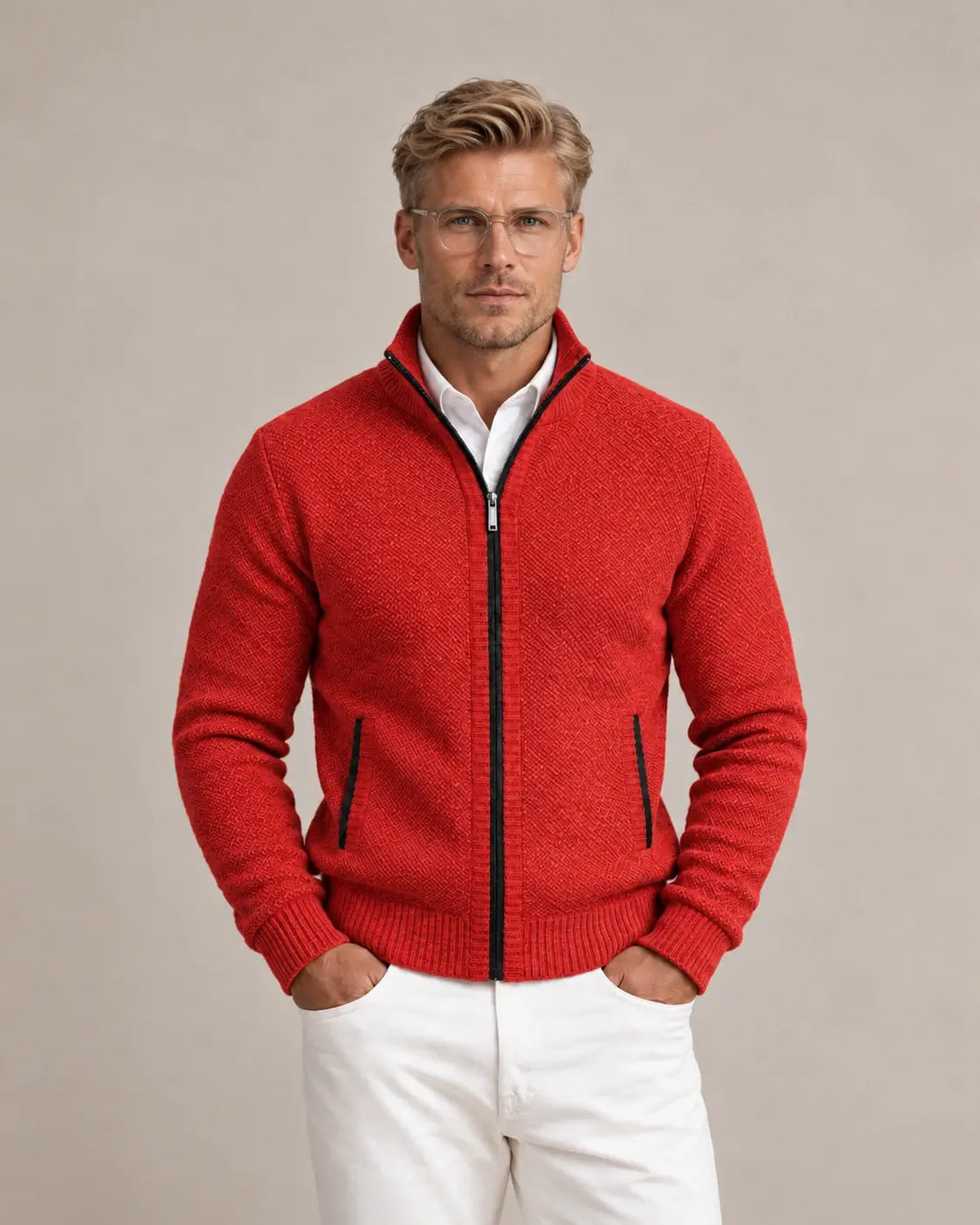 Men's Knit Zip Collar Sweater