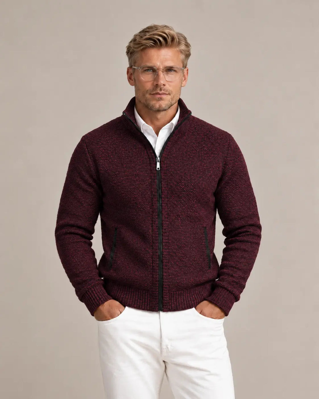 Men's Knit Zip Collar Sweater