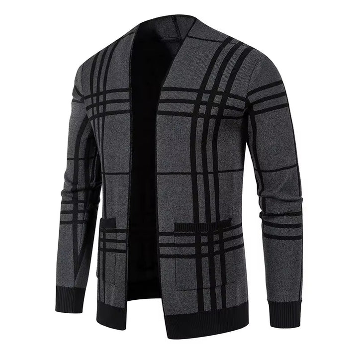 CHECKERED KNIT CARDIGAN FOR MEN
