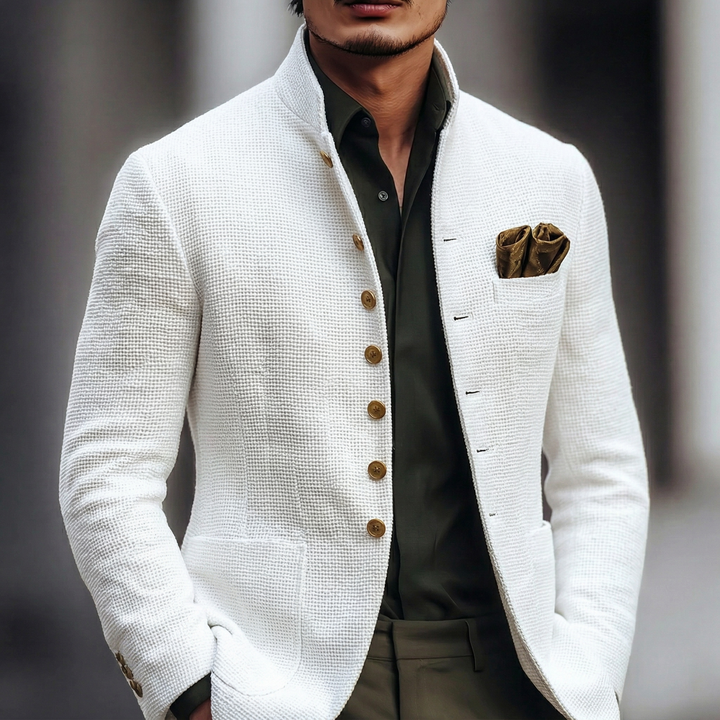Men's Textured Stand Collar Jacket