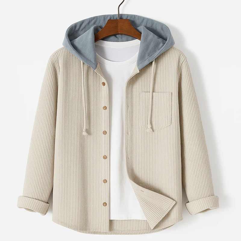 CORDUROY SHIRT WITH HOOD