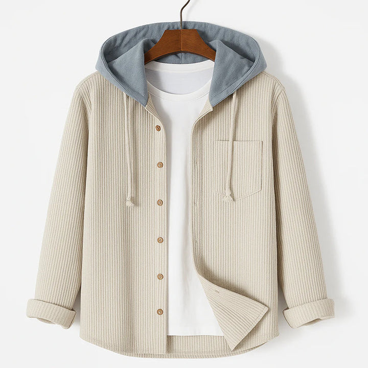 CORDUROY SHIRT WITH HOOD