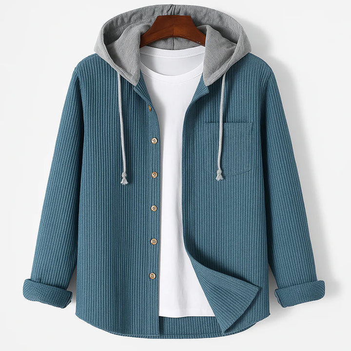 CORDUROY SHIRT WITH HOOD