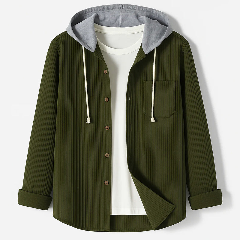CORDUROY SHIRT WITH HOOD