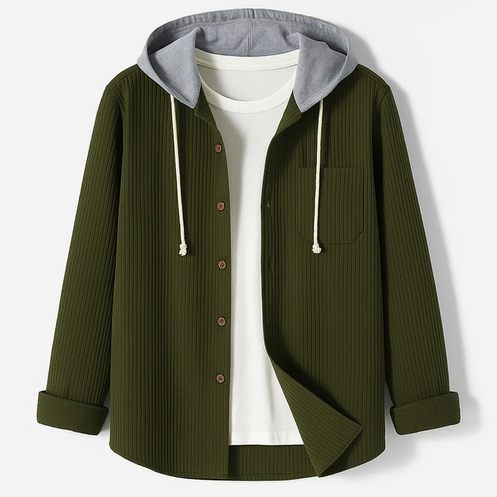 CORDUROY SHIRT WITH HOOD