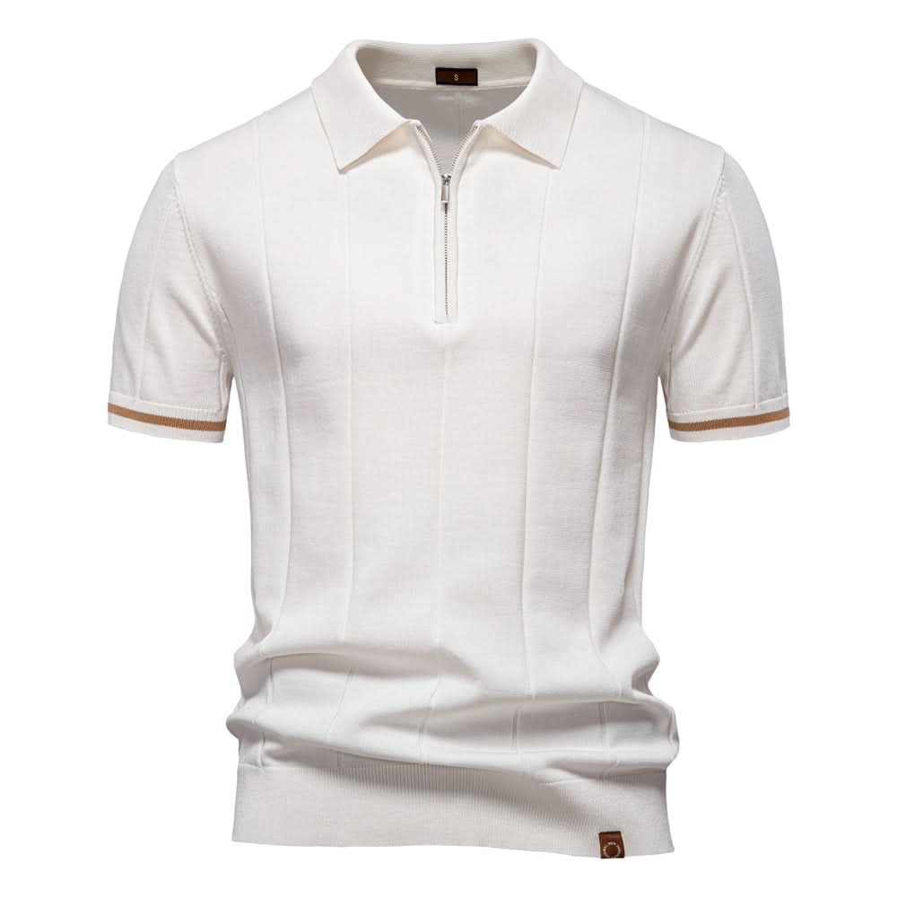Men's Textured Zip Polo Shirt