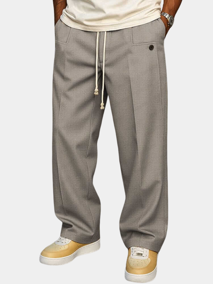 RELAXED FIT COTTON TROUSERS FOR MEN