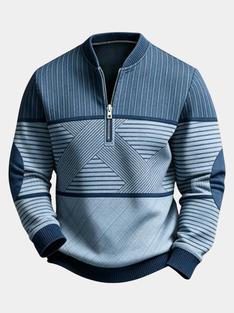 GEOMETRIC HALF ZIP SWEATER FOR MEN