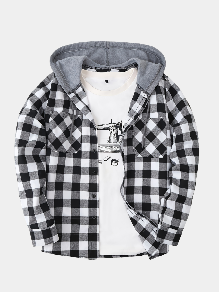 Men's Plaid Hooded Sweatshirt