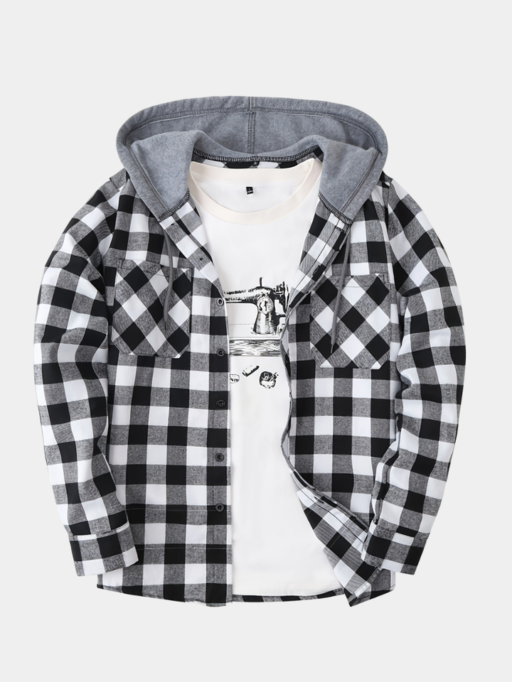 Men's Plaid Hooded Sweatshirt