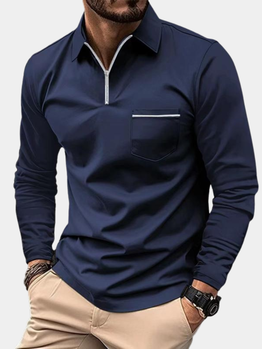 Men's Long Sleeve Collar Polo Shirt