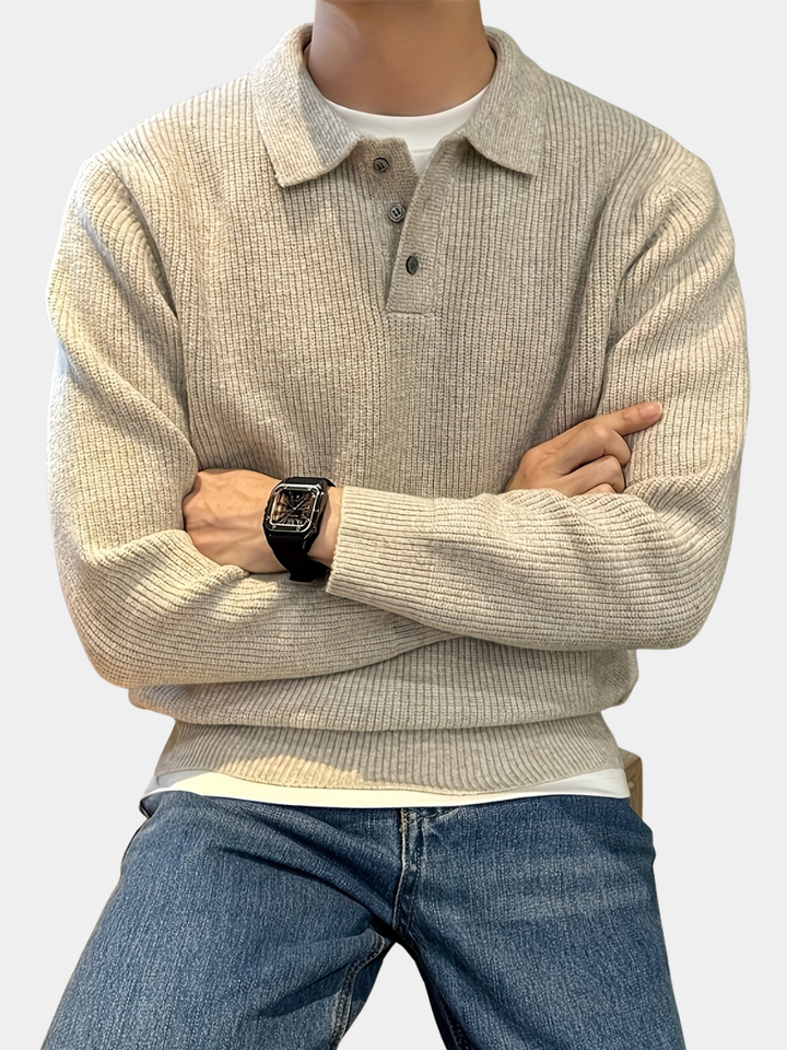 Men's Ribbed Polo Sweater