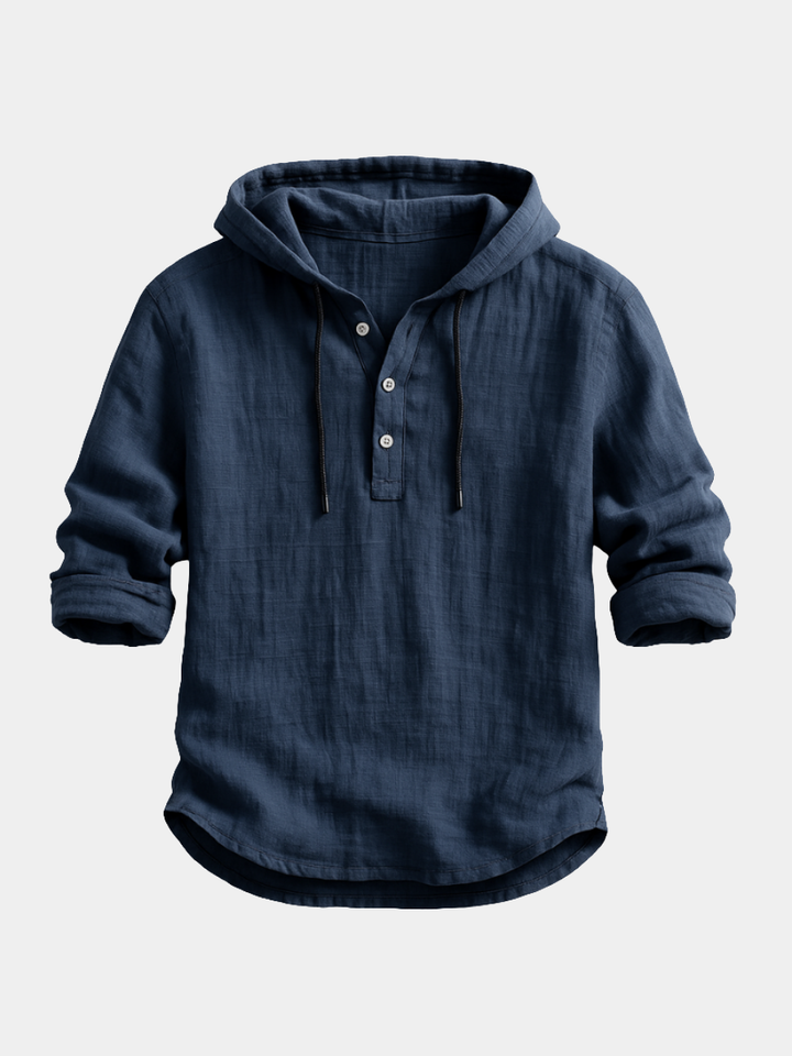 Men's Linen Hooded Shirt