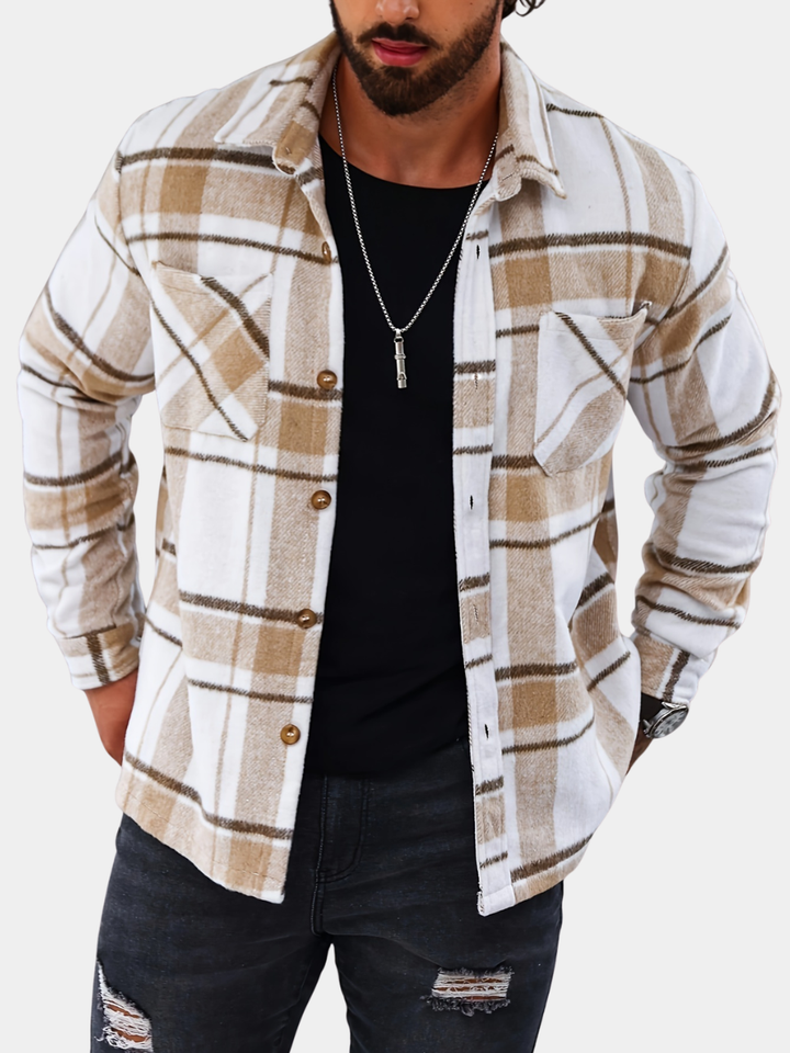 Men's Plaid Lapel Jacket