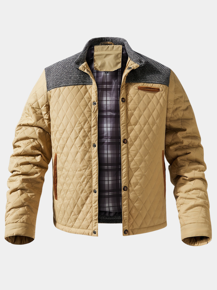 Men's Color Block Stand Collar Jacket