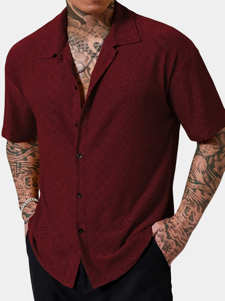 Men's Textured Lapel Shirt
