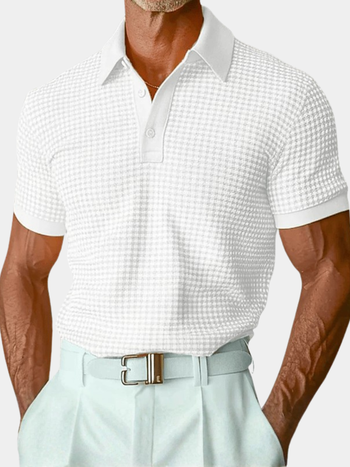 TEXTURED CHECK POLO SHIRT FOR MEN