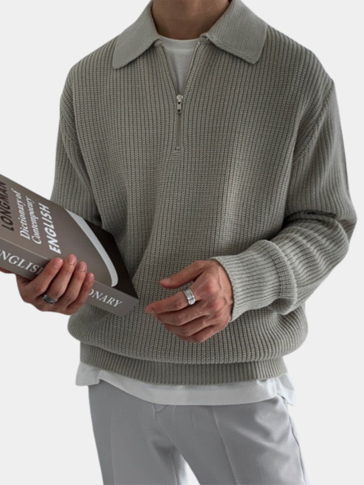 Men's Textured Zip Sweater