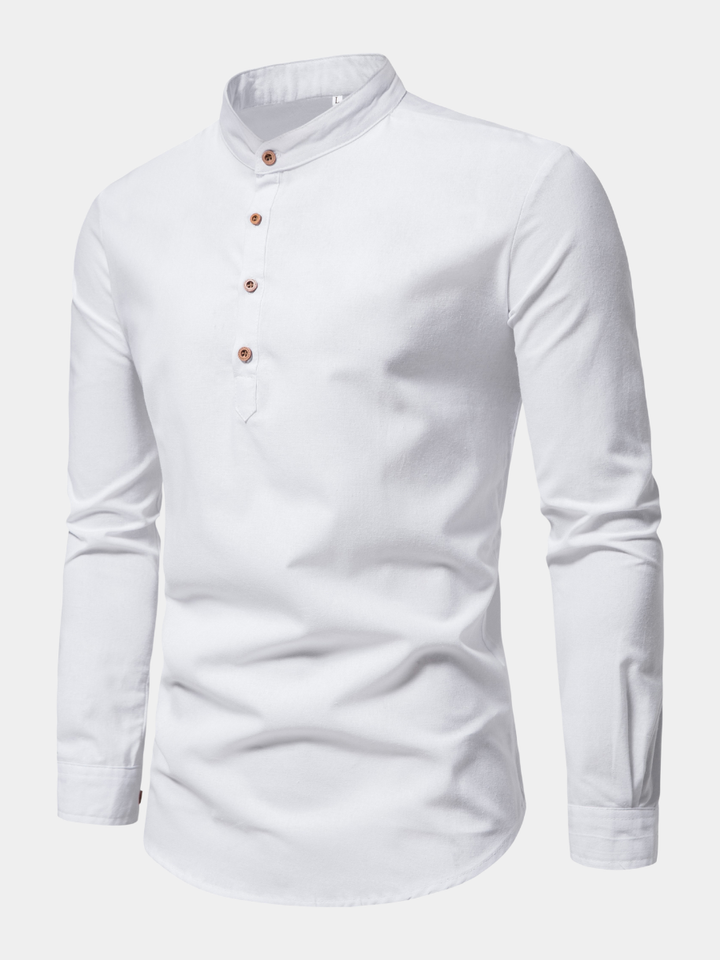 STAND COLLAR COTTON SHIRT FOR MEN
