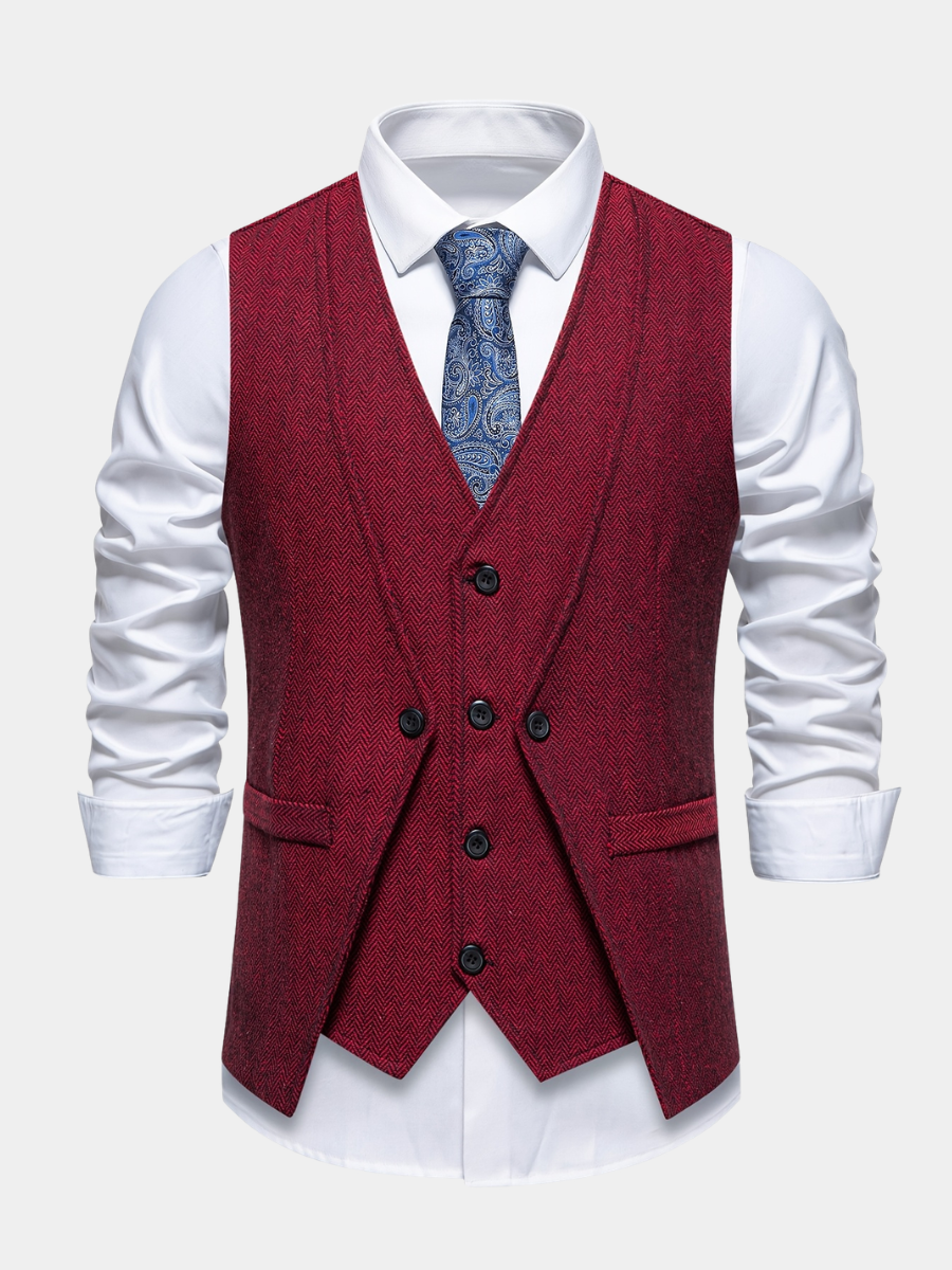 Men's V Neck Button Vest