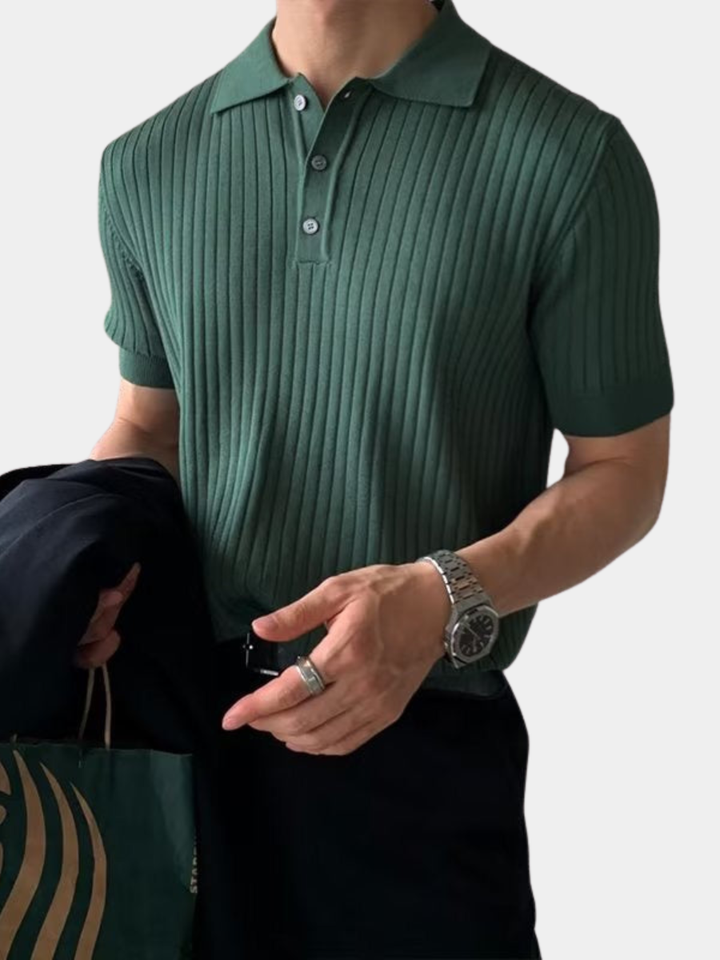 Men's Textured Cotton Polo Shirt