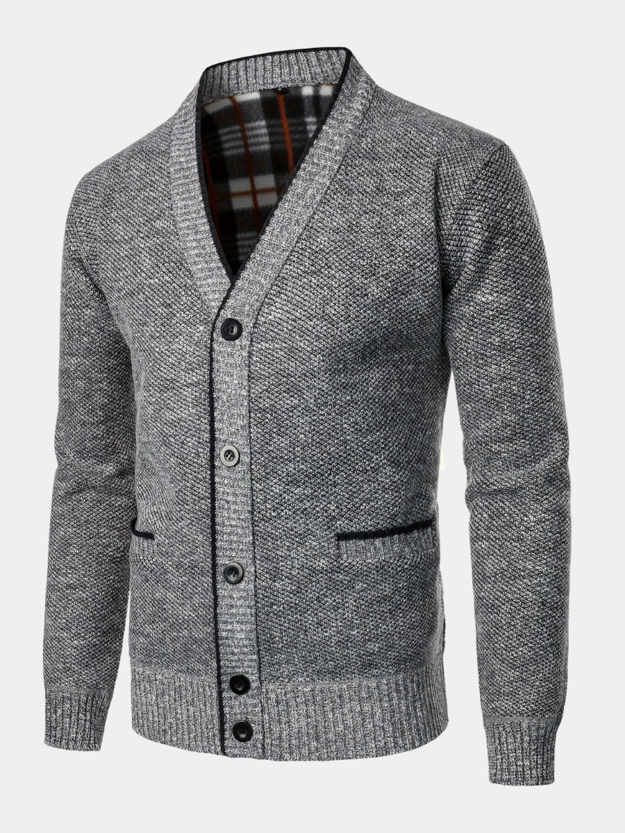 FLEECE V NECK CARDIGAN FOR MEN