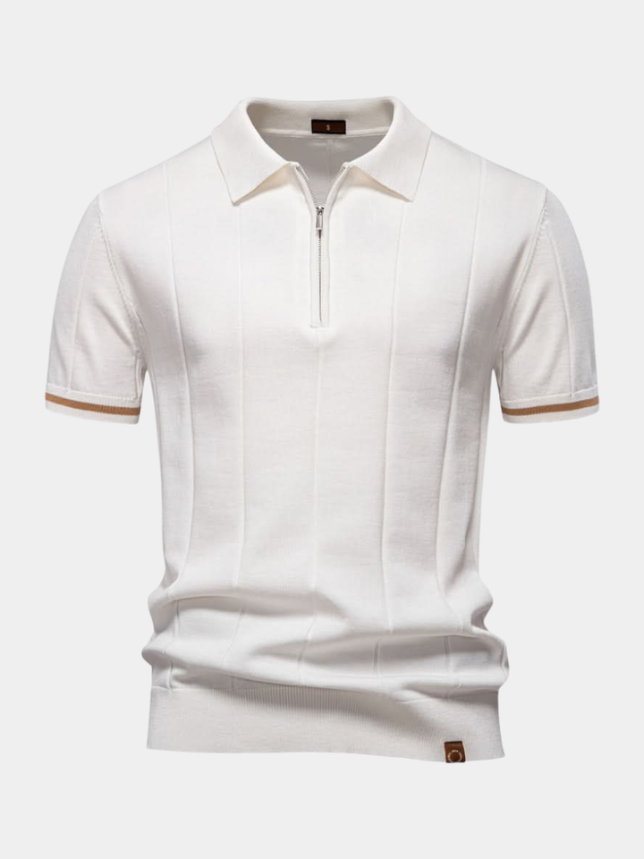 Men's Textured Zip Polo Shirt