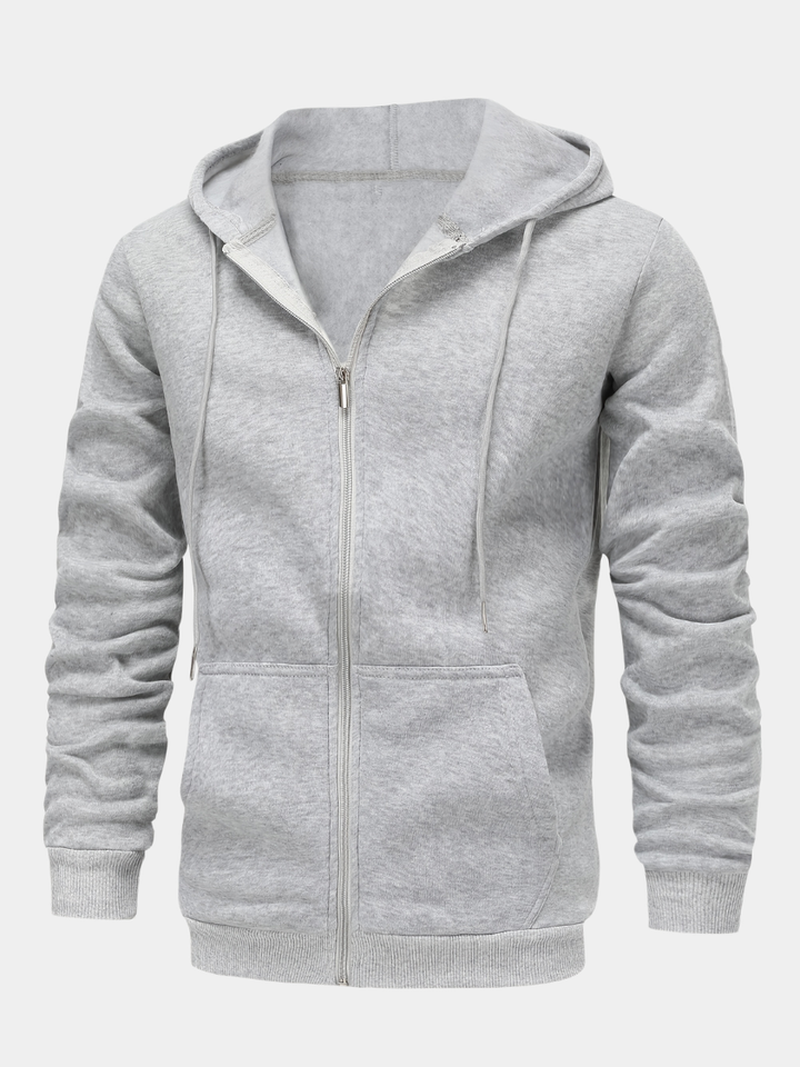 SOLID ZIP HOODIE FOR MEN