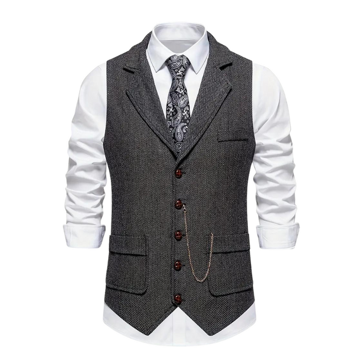 HERRINGBONE WAISTCOAT FOR MEN