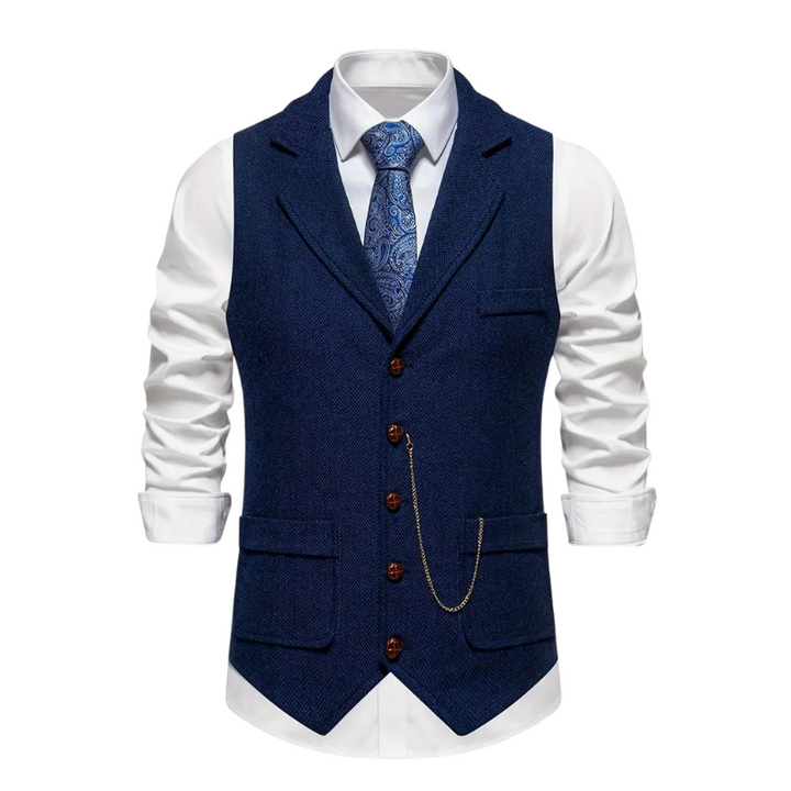 HERRINGBONE WAISTCOAT FOR MEN