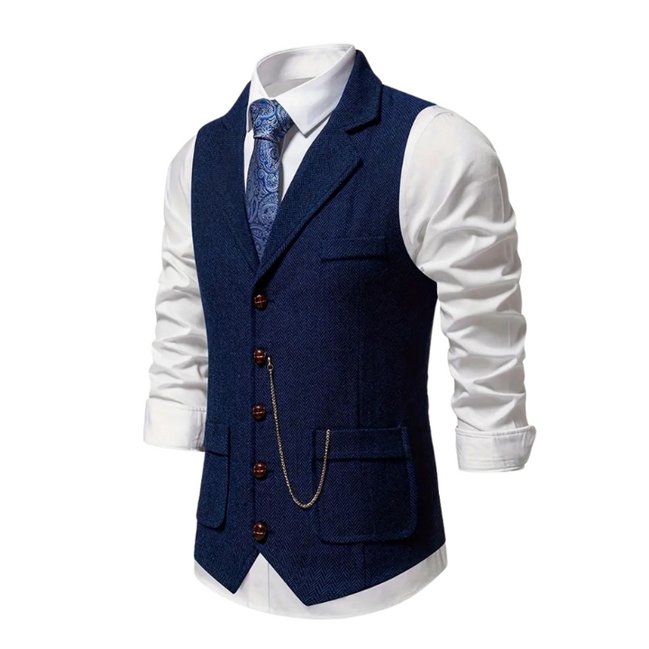 HERRINGBONE WAISTCOAT FOR MEN