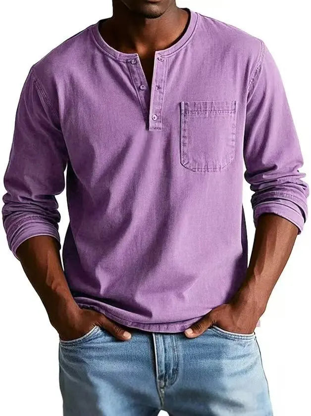 VINTAGE HENLEY SHIRT FOR MEN