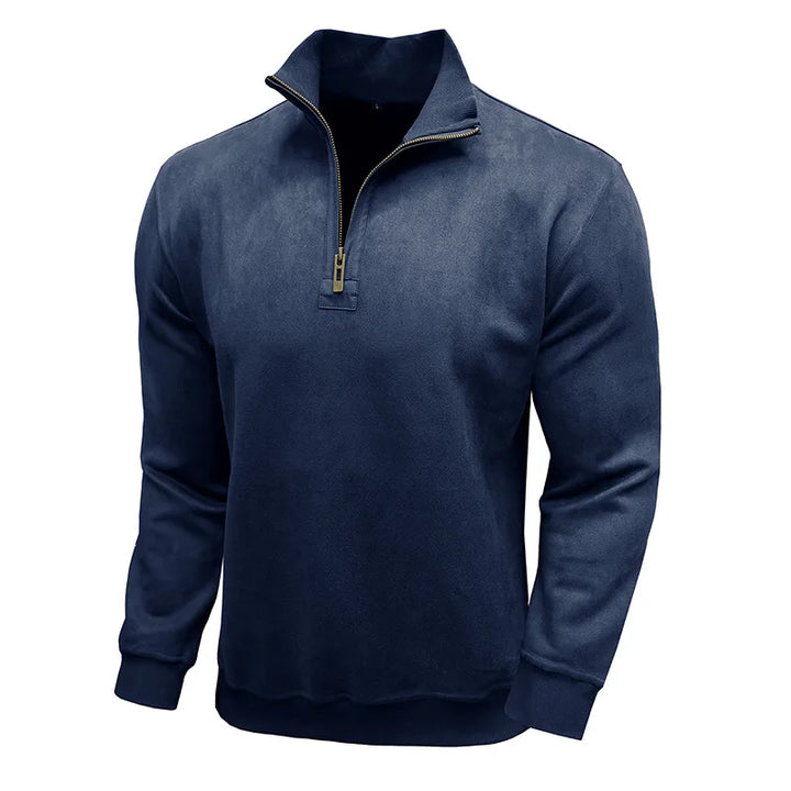 Men's Raised Collar Zip Sweater
