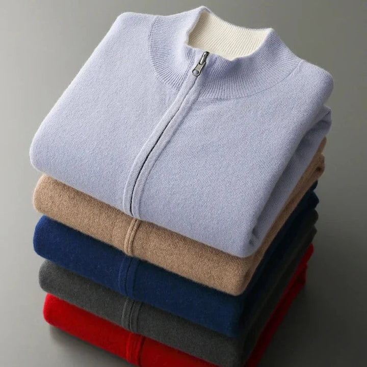 ZIPPERED KNIT CARDIGAN FOR MEN