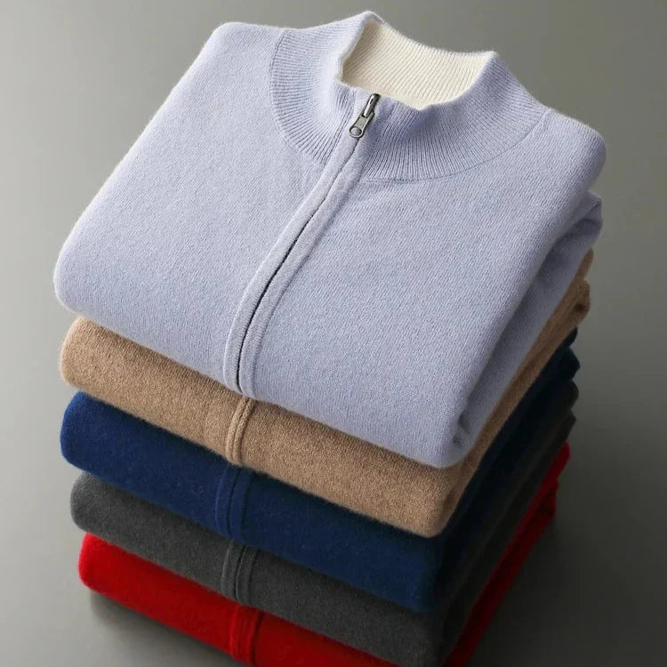 Men's Zippered Knit Cardigan